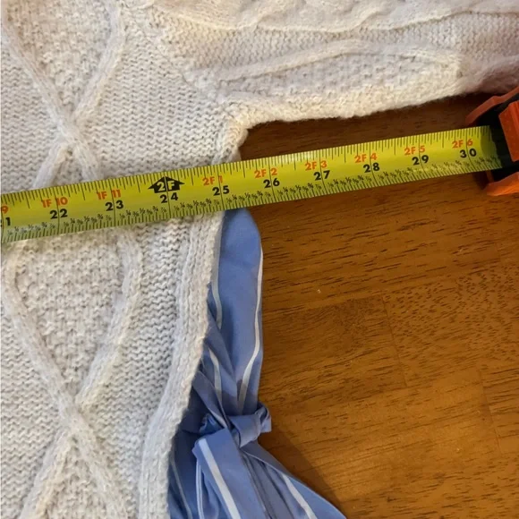 Anthropologie Women’s Oversized Cream Cable Knit Layered Sweater Size M - Picture 7 of 9